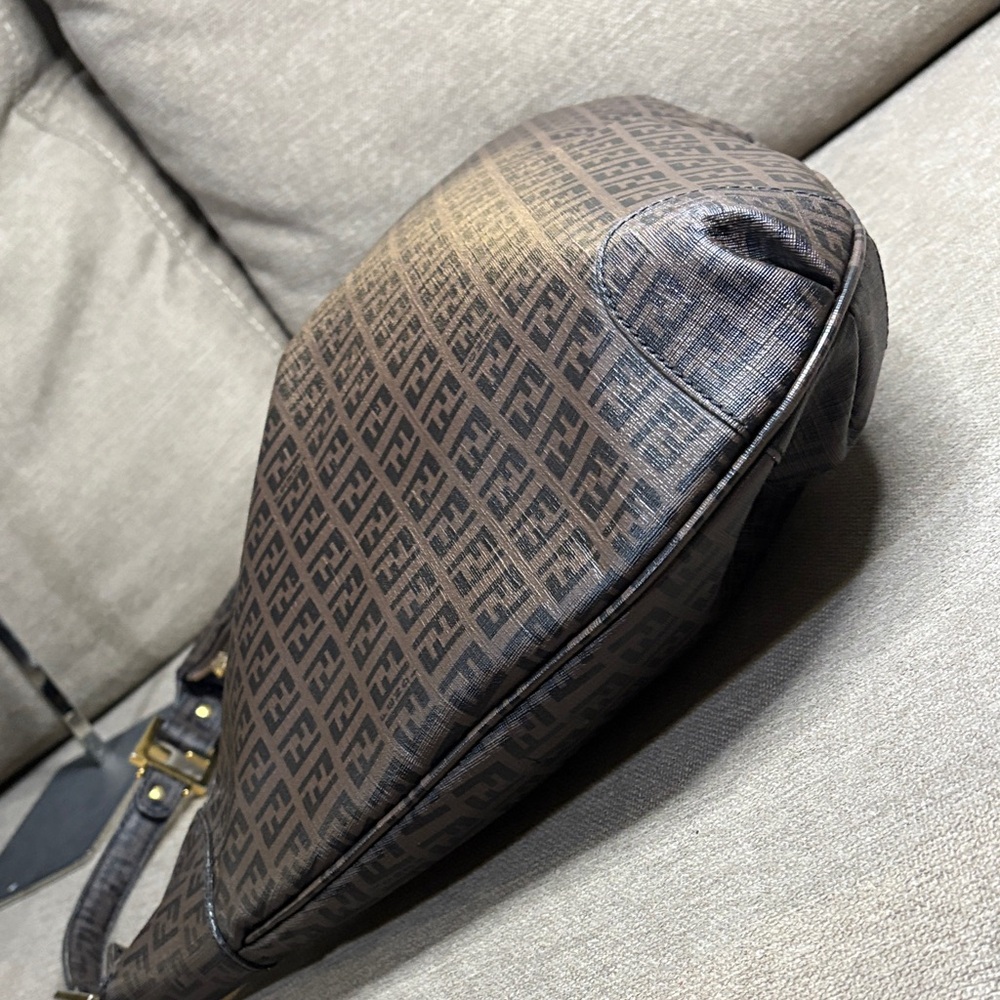 Authentic Fendi Dark Brown Zucchino FF Logo Hobo Bag with Gold-Tone Accents - Picture 8 of 15